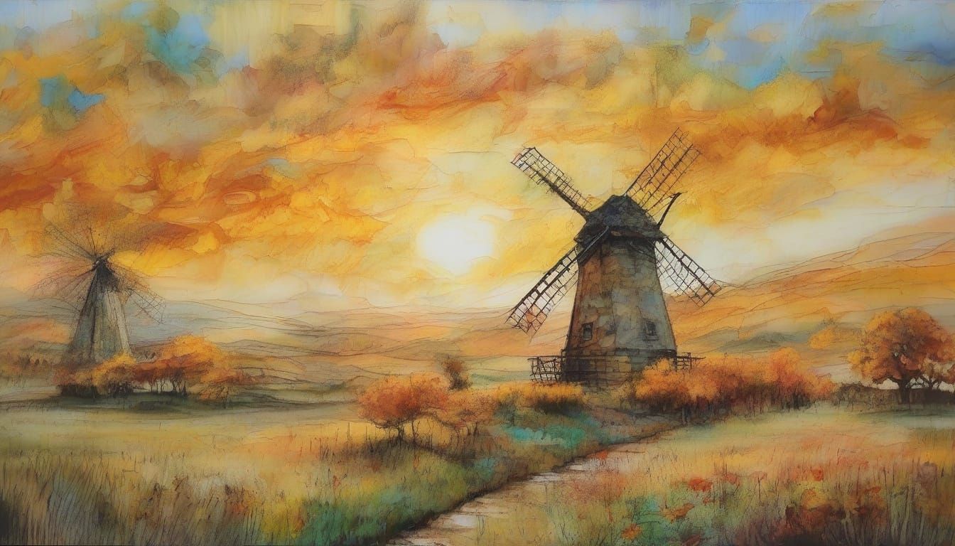 Ethereal Spring Landscape in Vibrant Colors and Whimsical Wi...