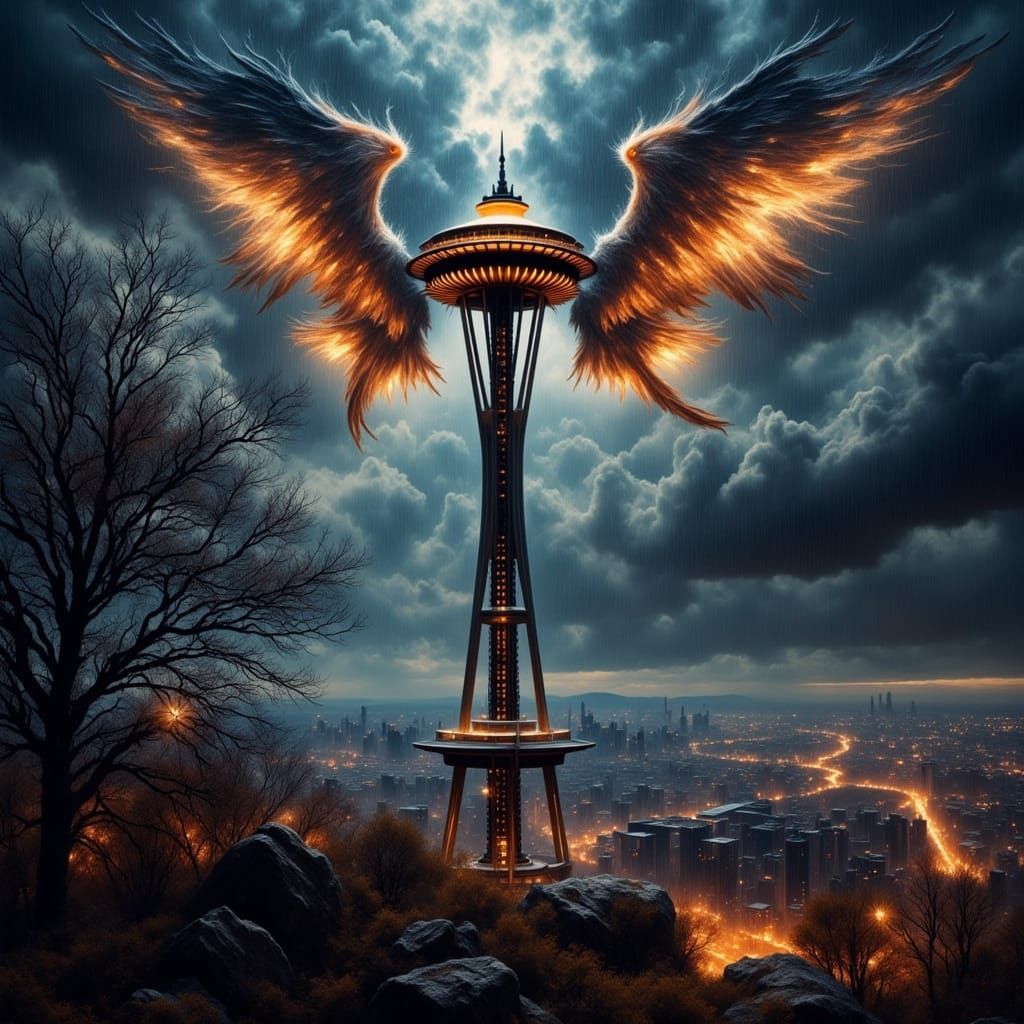 Ethereal Wings Dance Around Seattle Icon