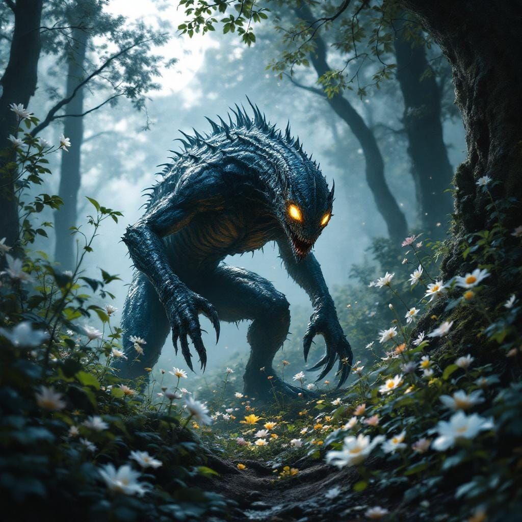 Scaly Forest Lurker Trails Delicate Wildflowers