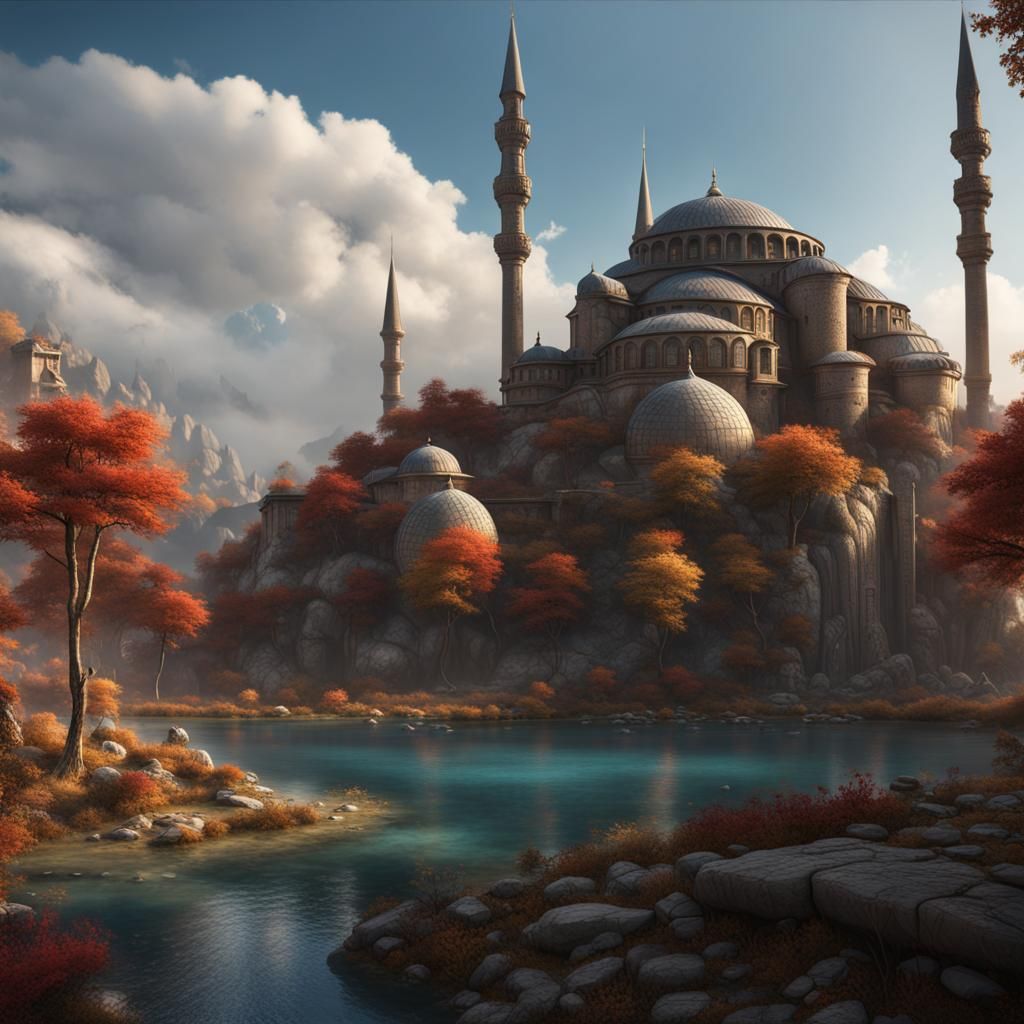 Detailed Matte Painting of Turkey, Fantasy Concept Art