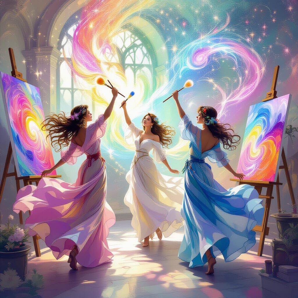 Enchanted Painters Create Luminous Art in Ethereal Studio