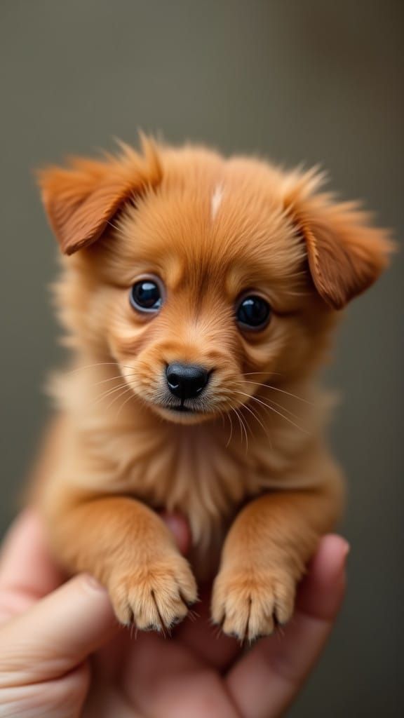 Vibrant Red Puppy Portrait in Hyper-Realistic Style