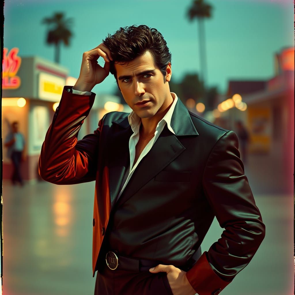 Timeless Grease Icon John Travolta in Vintage Photo Reel Sty...