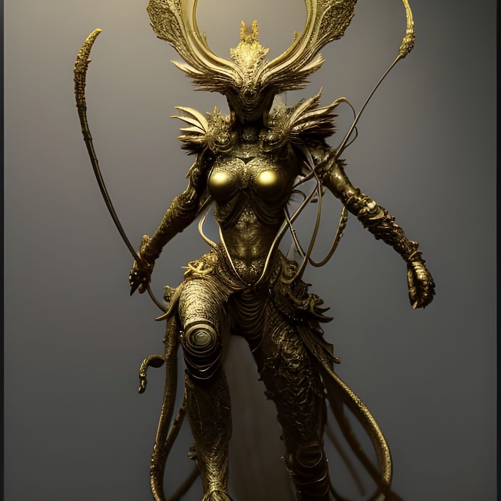 Golden Warrior Goddess in Hyperrealistic Detail