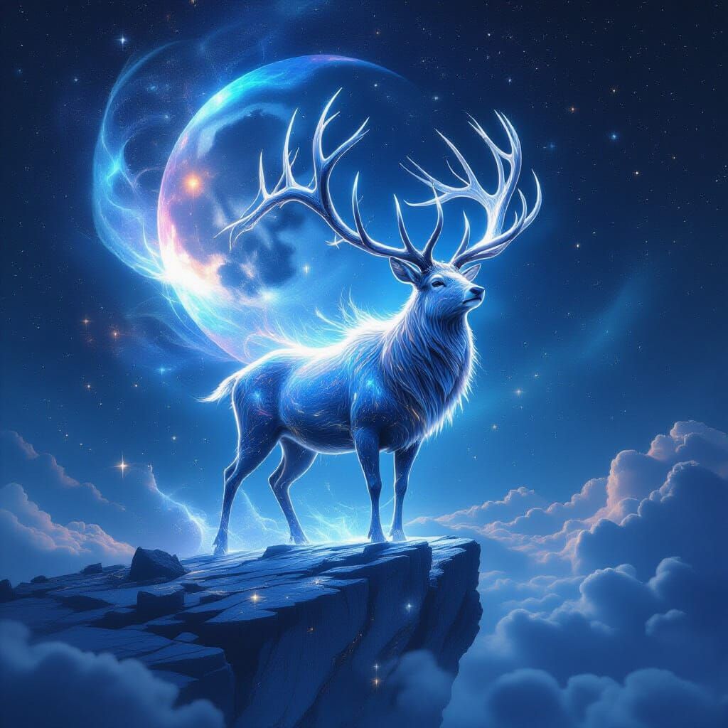 Cosmic Starlight Stag on Shattered Moon Fragment