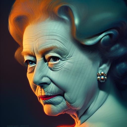Queen Elizabeth II Portrait in Hyperdetailed Style
