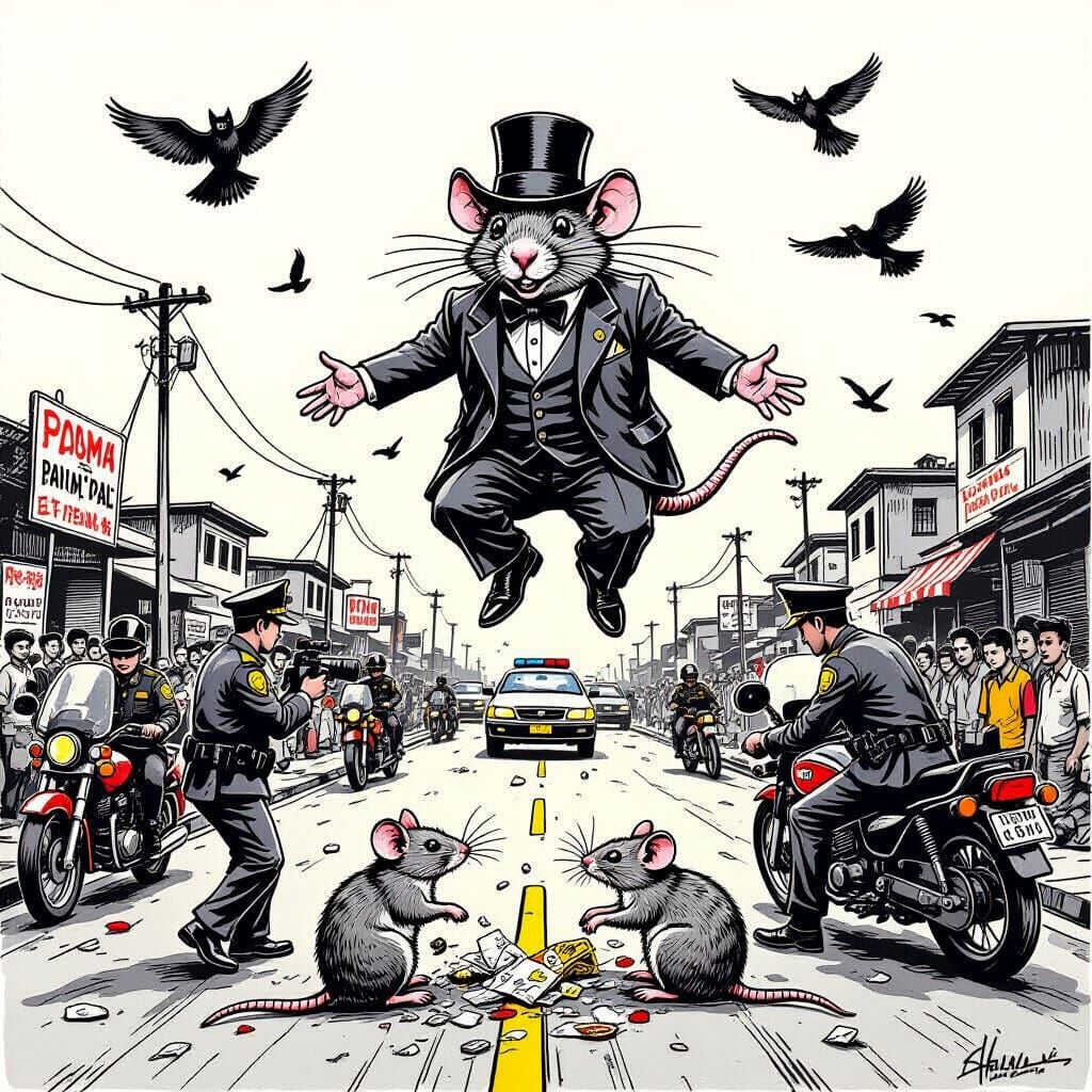 Satirical Cartoon of Corrupt Rat Politicians