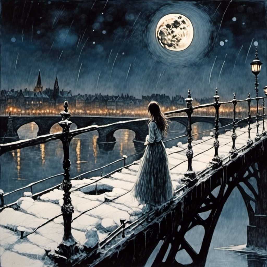 Standing on the bridge at midnight throwing snowballs at the moon!!!