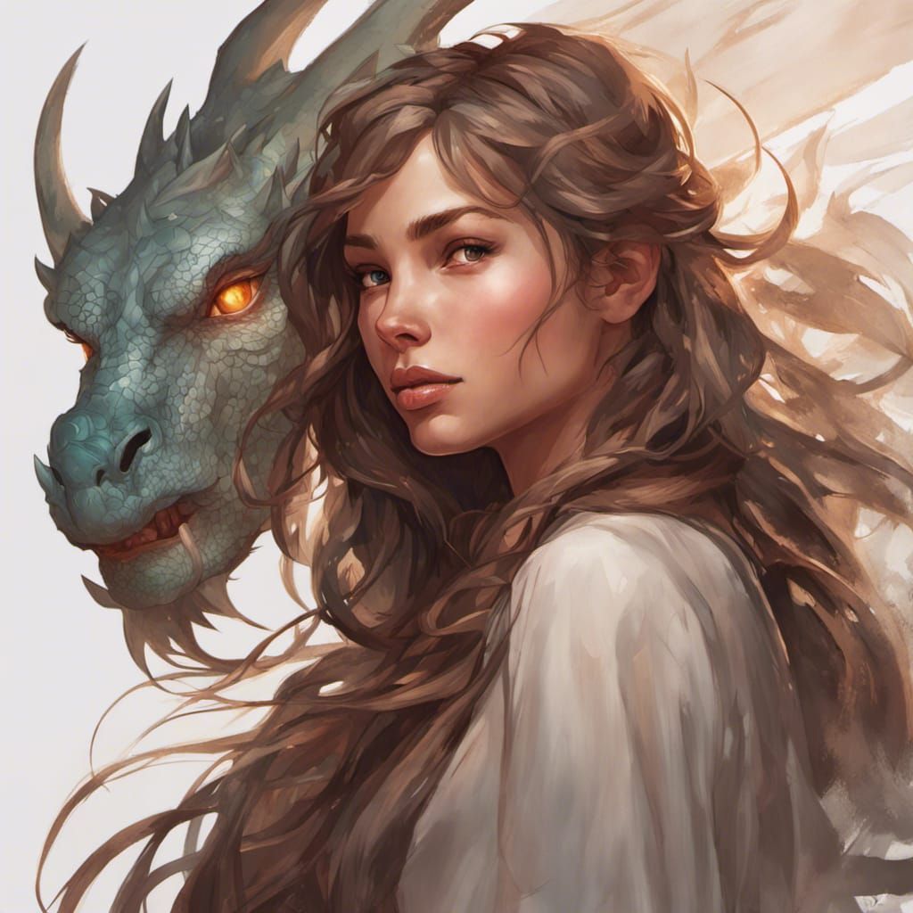 Fantasy Portrait of Girl with Dragon in Artgerm Style