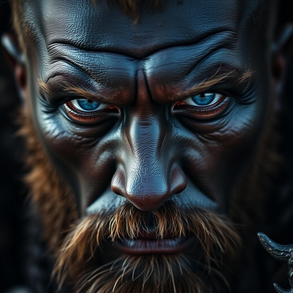 Viking Warrior Portrait in Dramatic Lighting