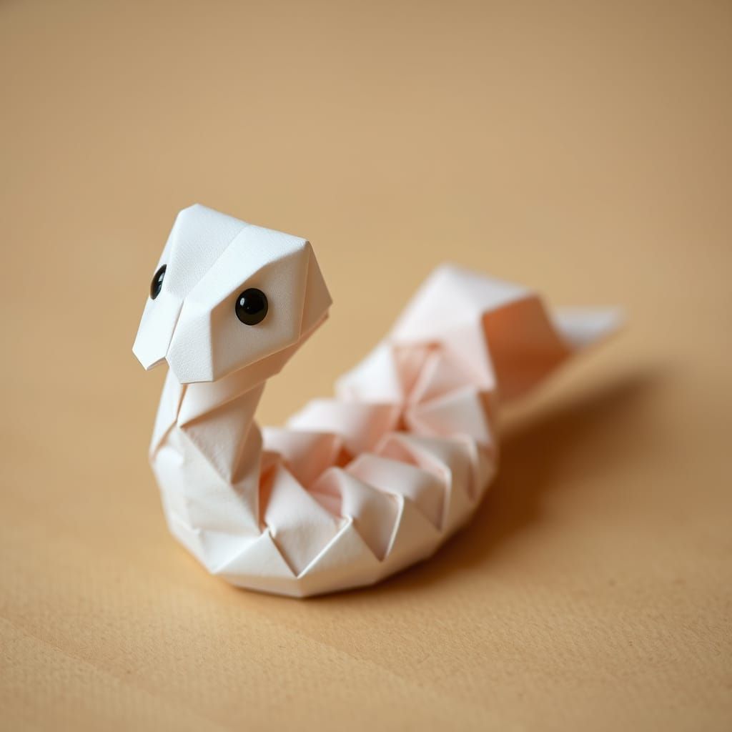 Whimsical Origami Snake in Soft Focus