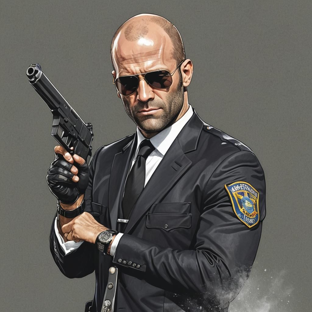 Jason Statham as Los Angeles Cop in GTA Art Style