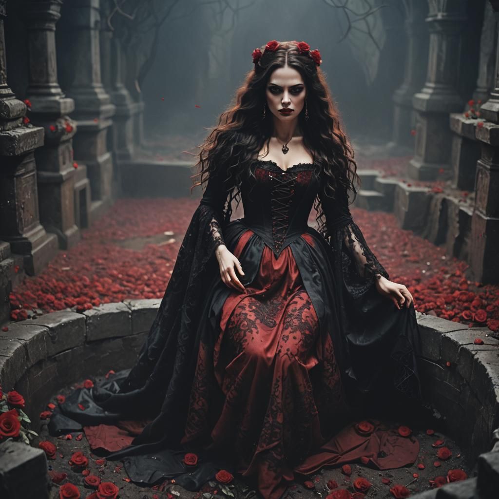 Gothic Witch Noble Woman in Blood Pit