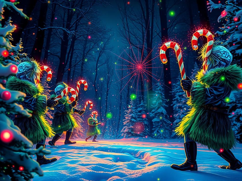 Dreamlike Christmas Elves in Arctic Wonderland