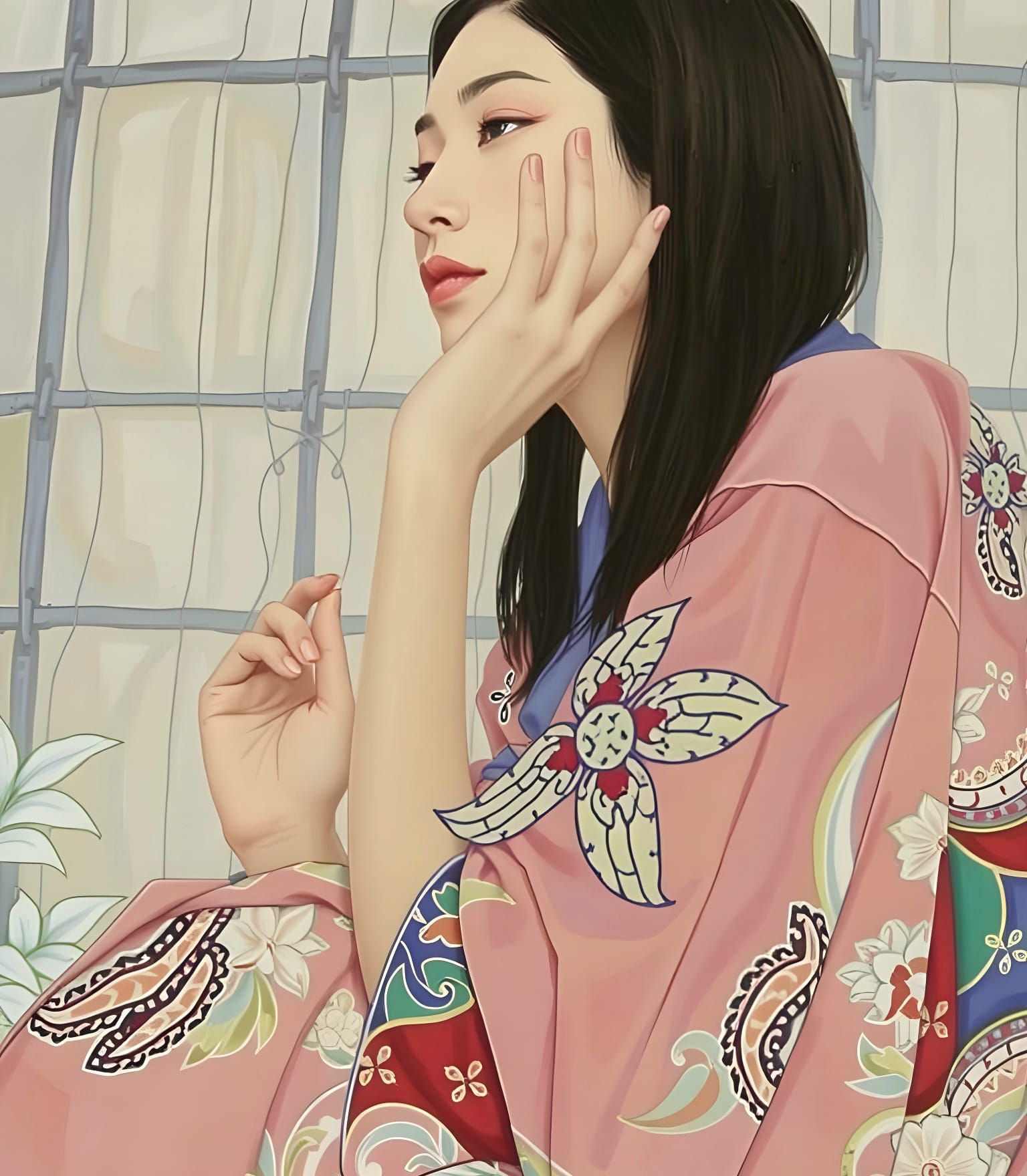 Elegant Oriental Woman in Classical Realist Style