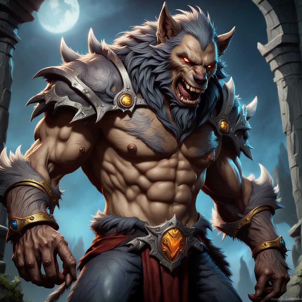 Detailed Fantasy Werewolf Concept Art