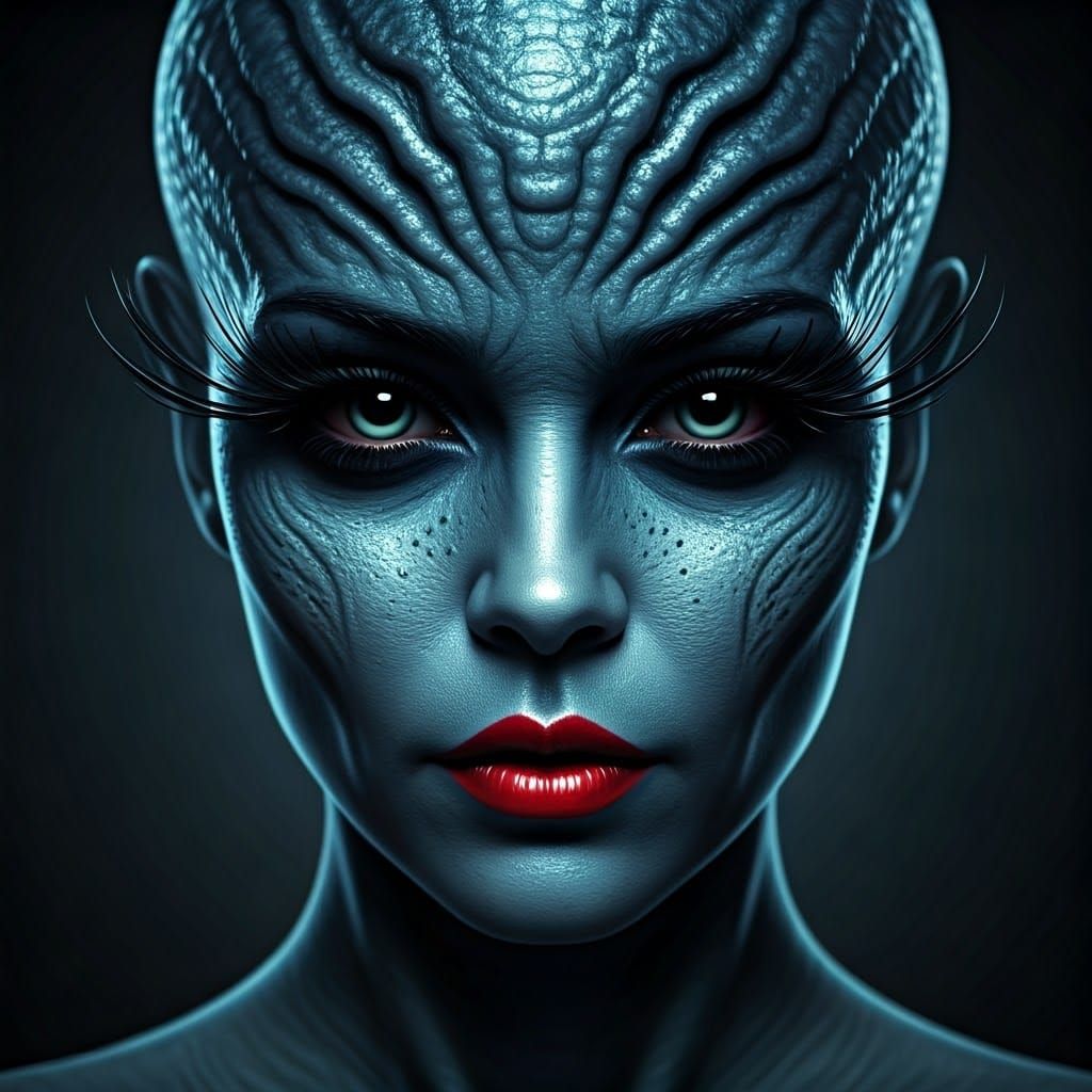 Gothic Alien Woman with Dramatic Makeup