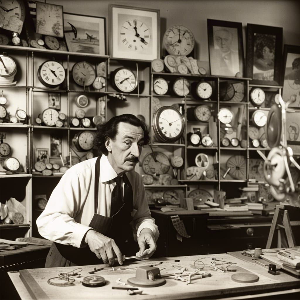 Clock Repairman in Surrealist Style