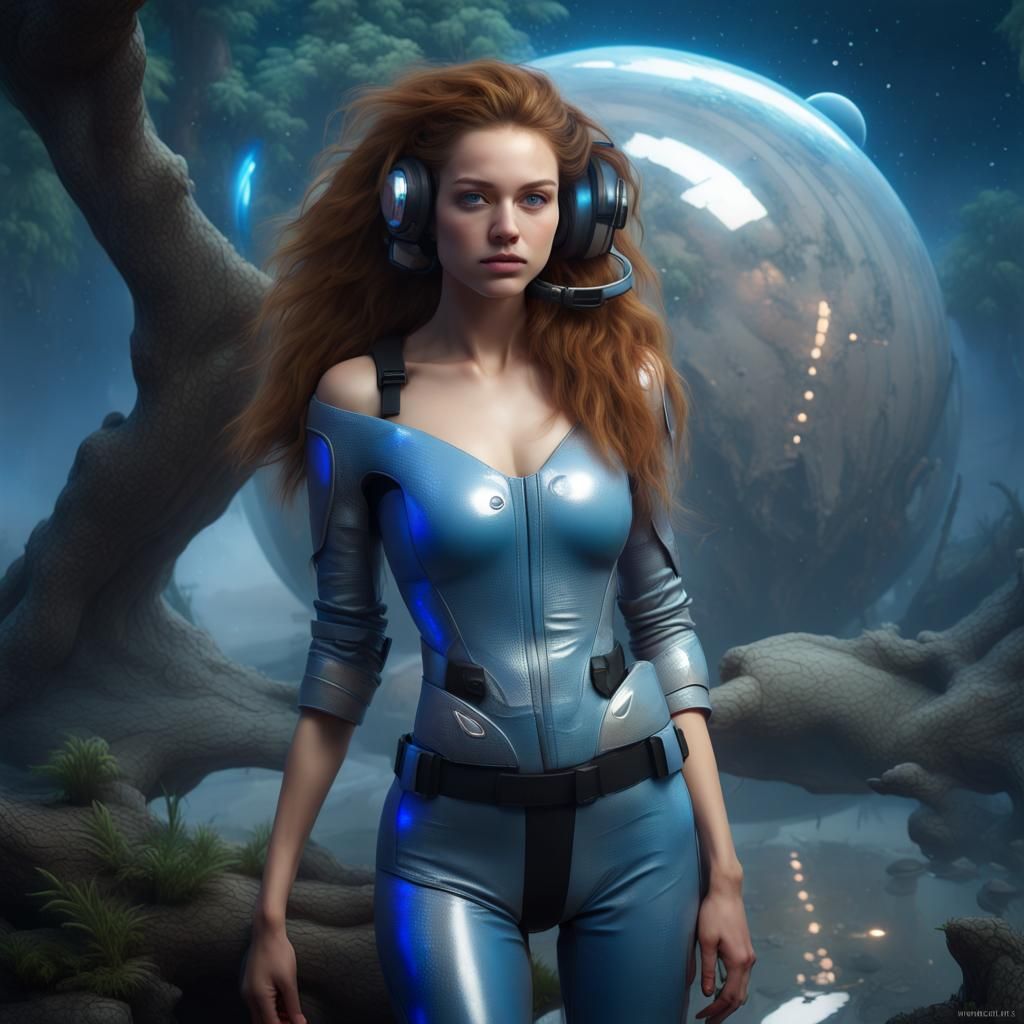 Woman in Spacesuit on Alien Planet in 8K