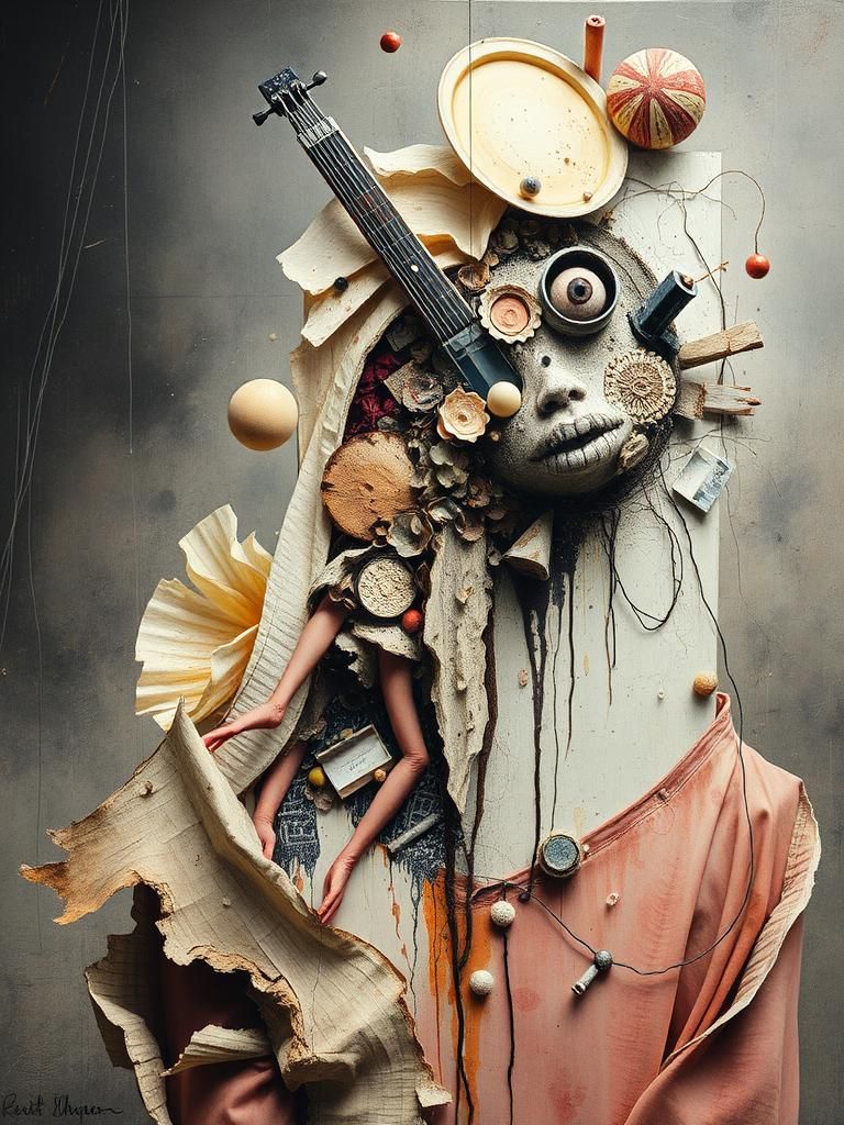Surreal Meltdown in Maximalist Collage Style