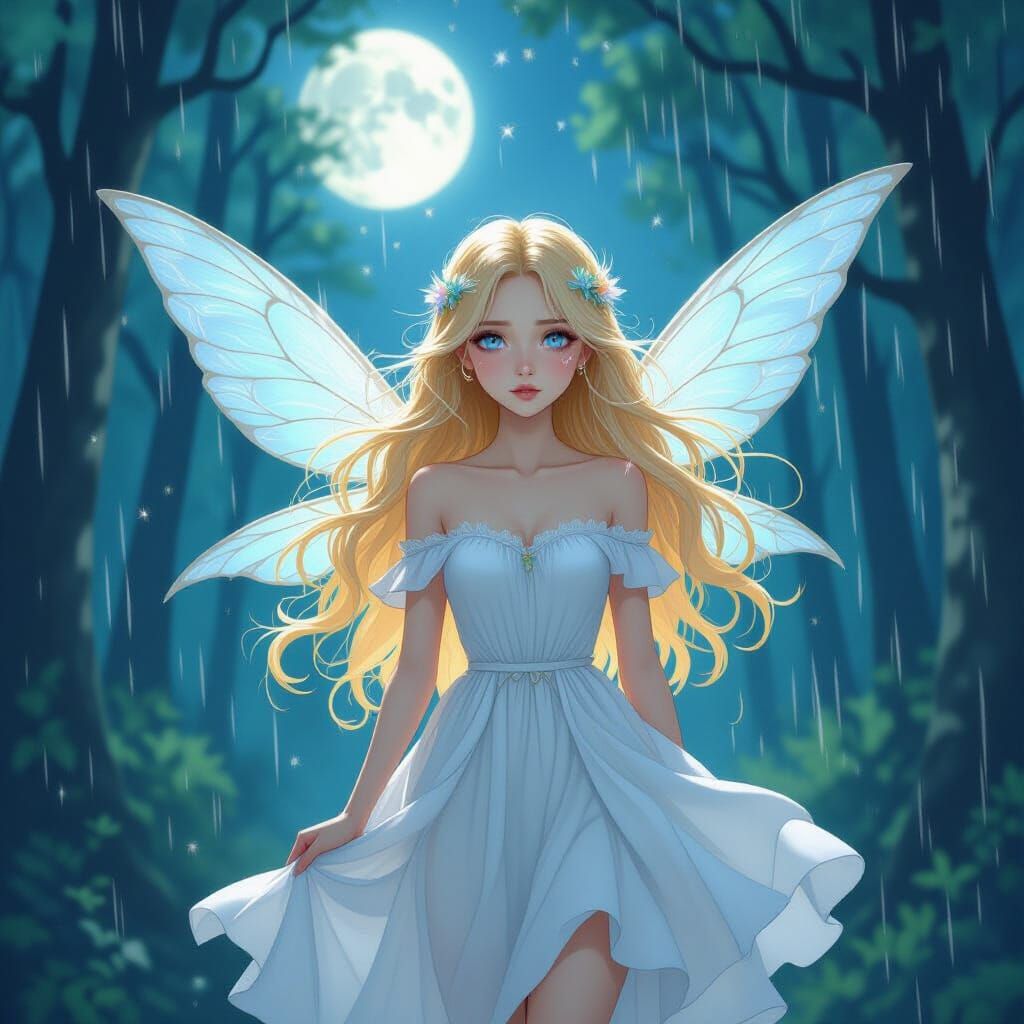 Lonely Forest Fairy in the Rain