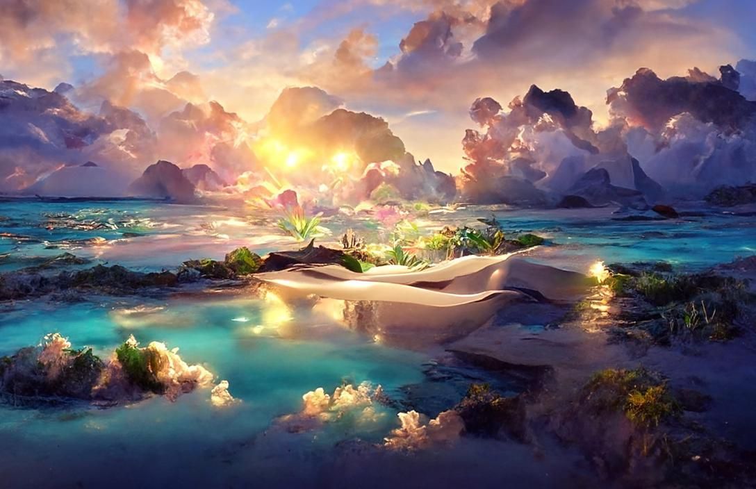 Tropical Beach Landscape in a Fantasy World