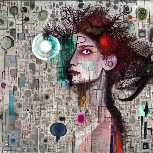 Geometric Woman Portrait in Maximalist Style