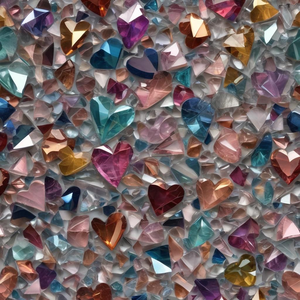 Shattered Crystal Heart Reflecting Grief and Loss
