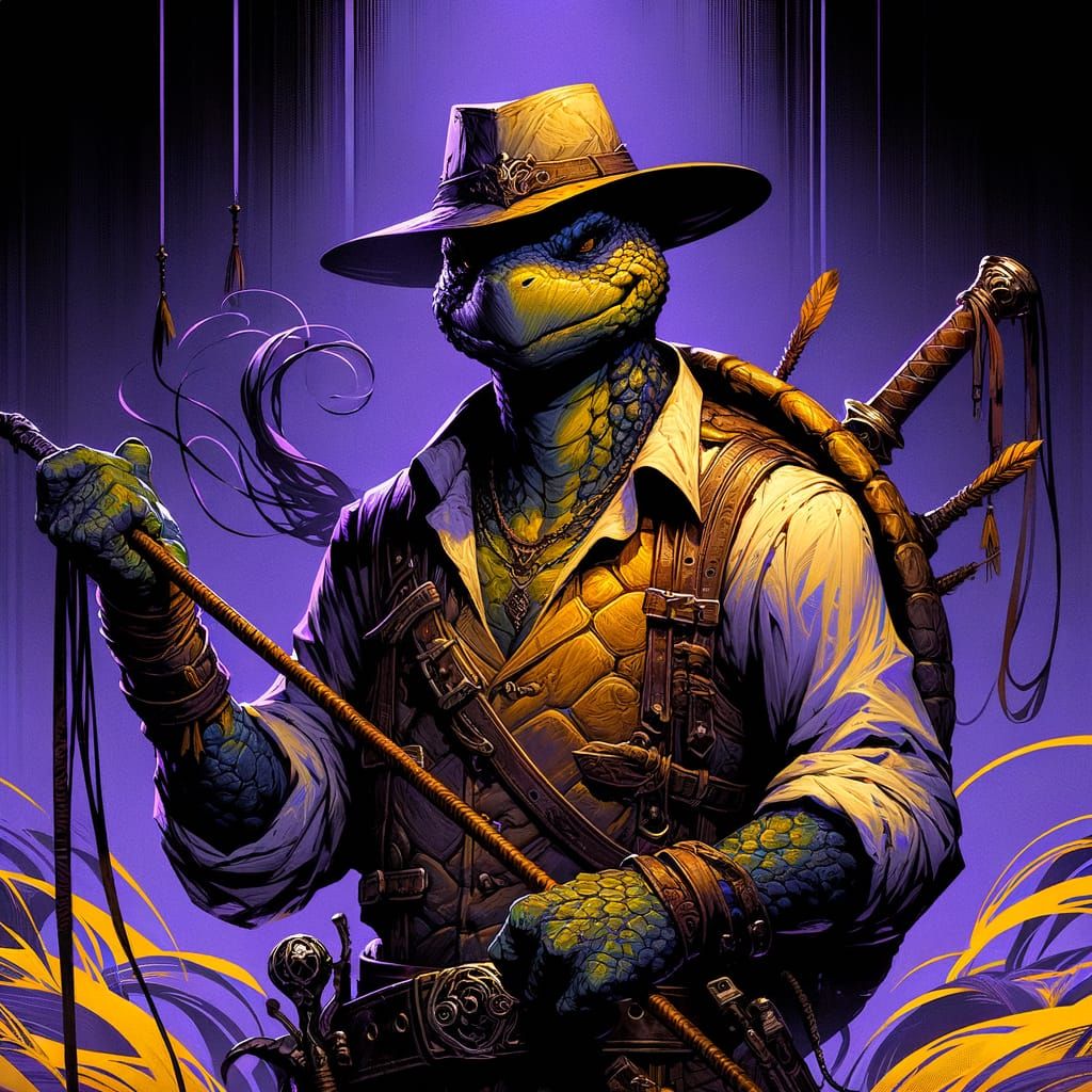 Calm Turtle Bladesinger Master in Rich, Symbolic Art