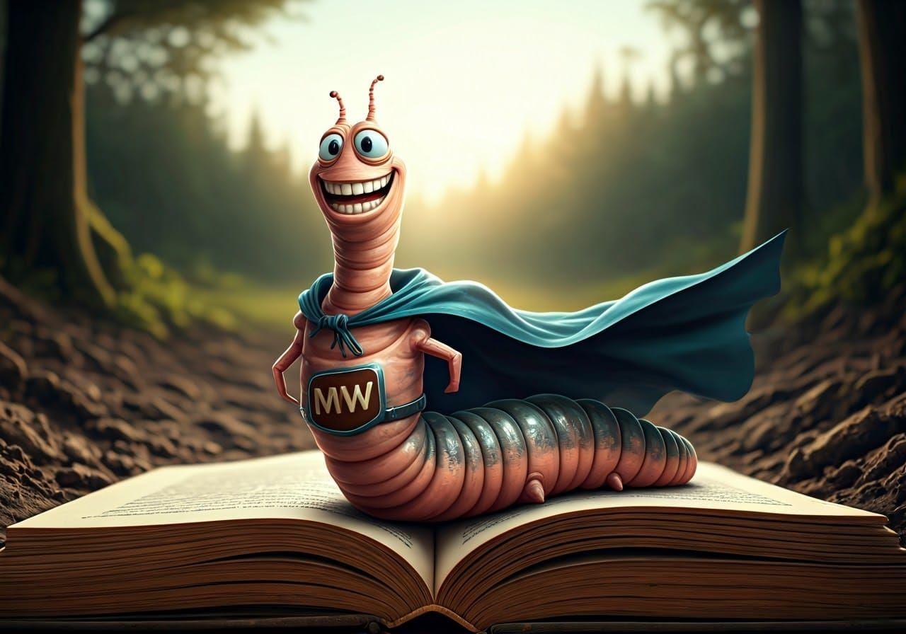 Earthworm Superhero with Cape and Logo