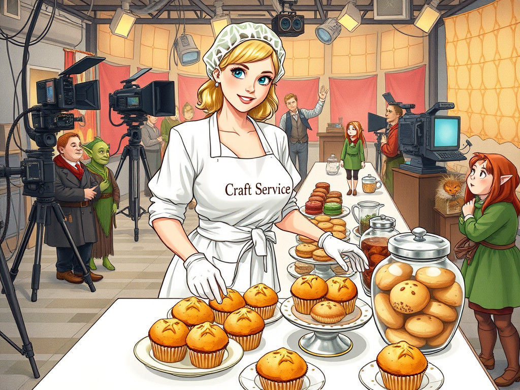 Movie Studio Craft Service in Storybook Illustration Style