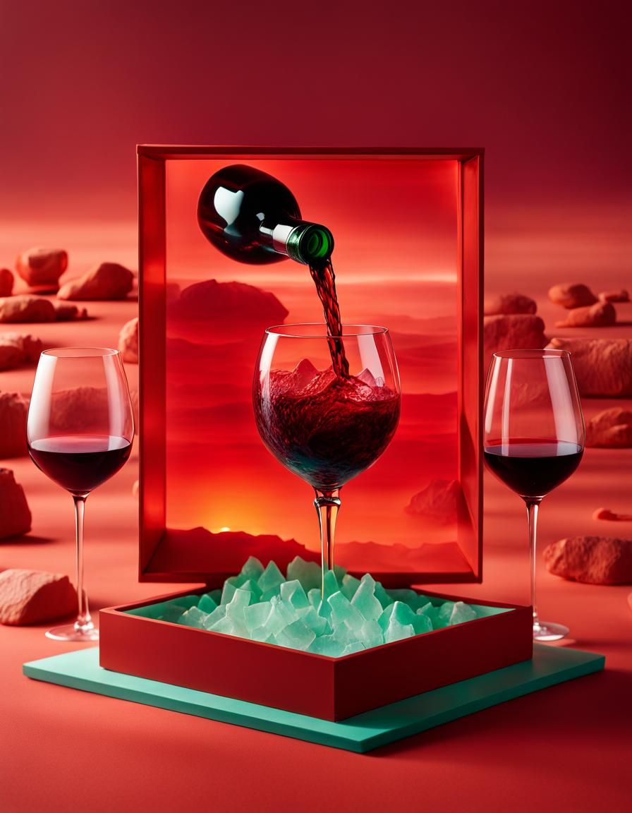 Optical Illusion: Red Wine and Seafoam Goddess