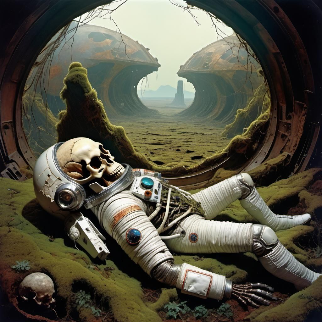 Ruined Astronaut Suit on Alien Planet