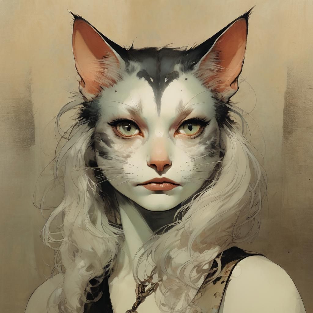 Abyssinian Cat Portrait in Comic Book Style