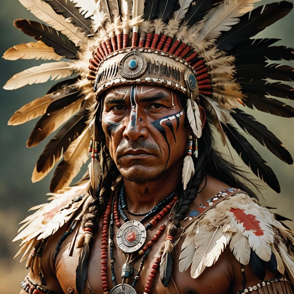 Native American Warrior with Tomahawk