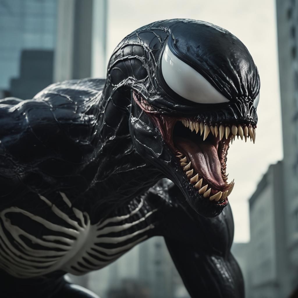 Venom Symbiote in a Dramatic Cinematic Film Still