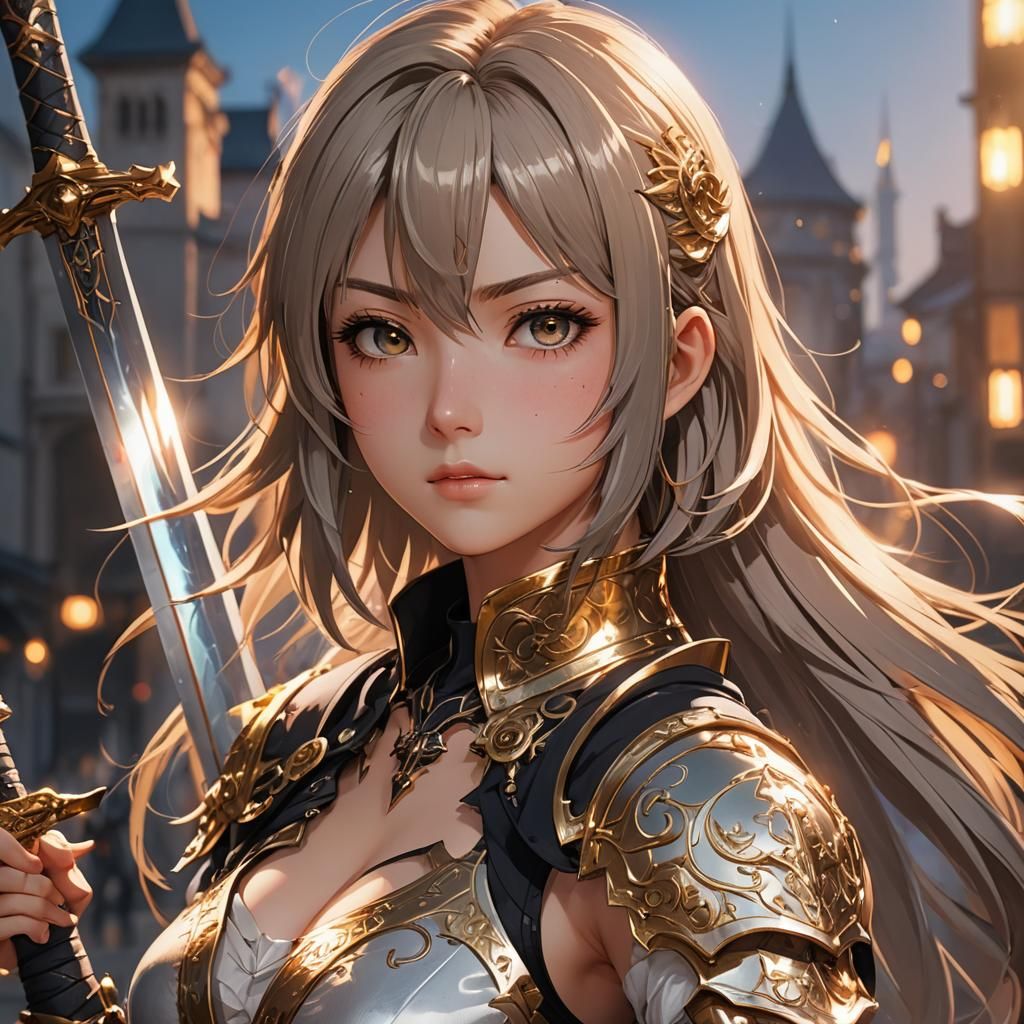 Anime Protagonist with Oversized Sword in 3D Art