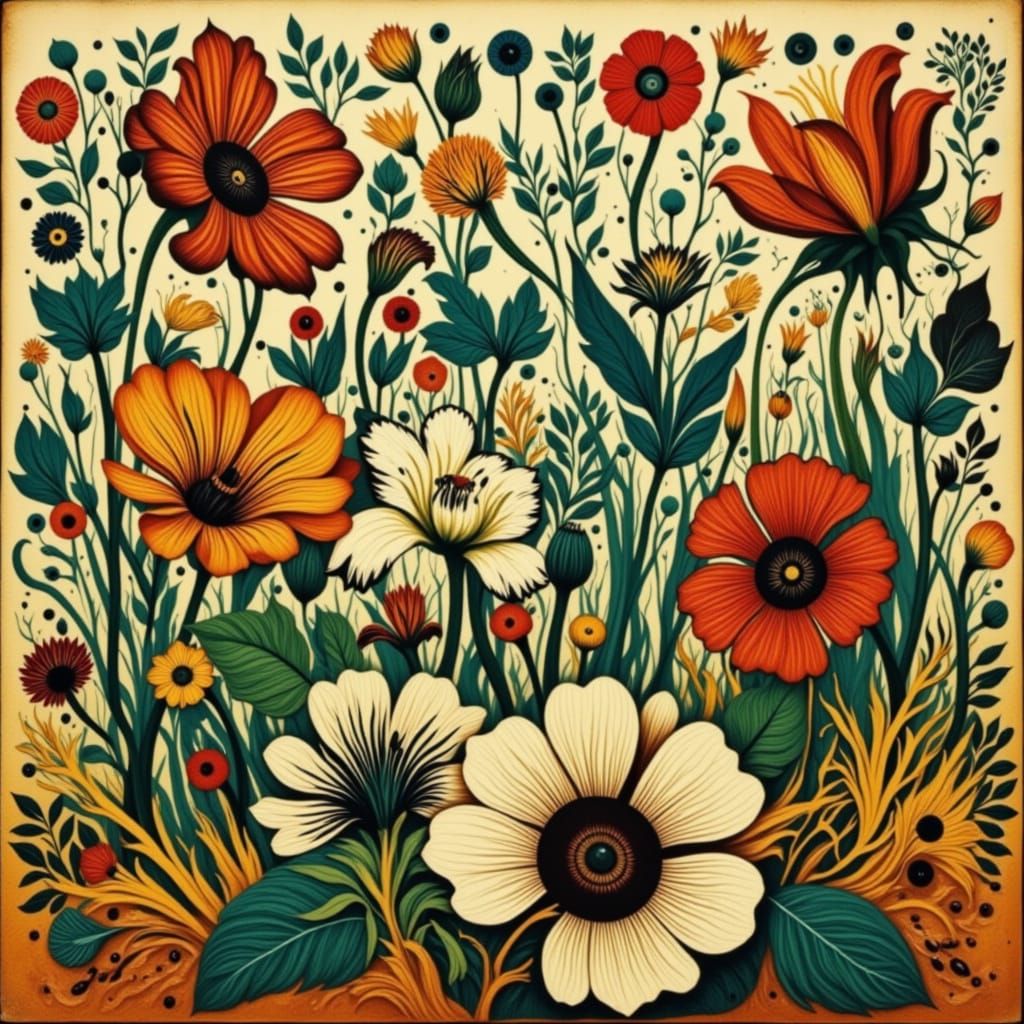 Coffee Stain Woodcut Whimsy