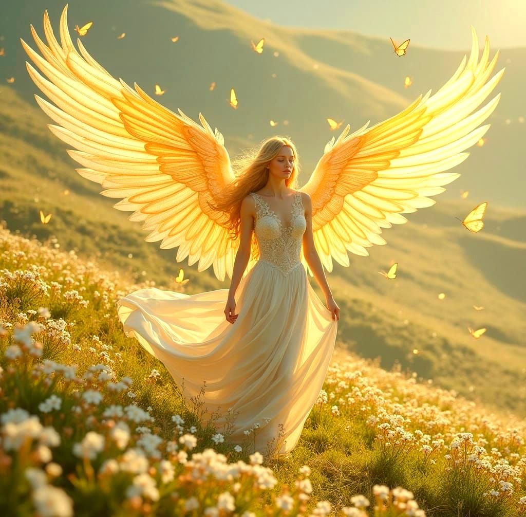 Golden Goddess of Spring Radiates Soft Light