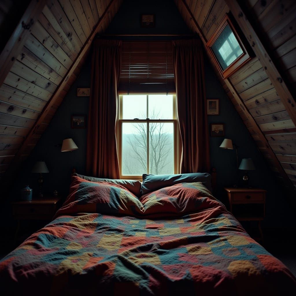 Attic Bedroom in Antique Watercolor Style