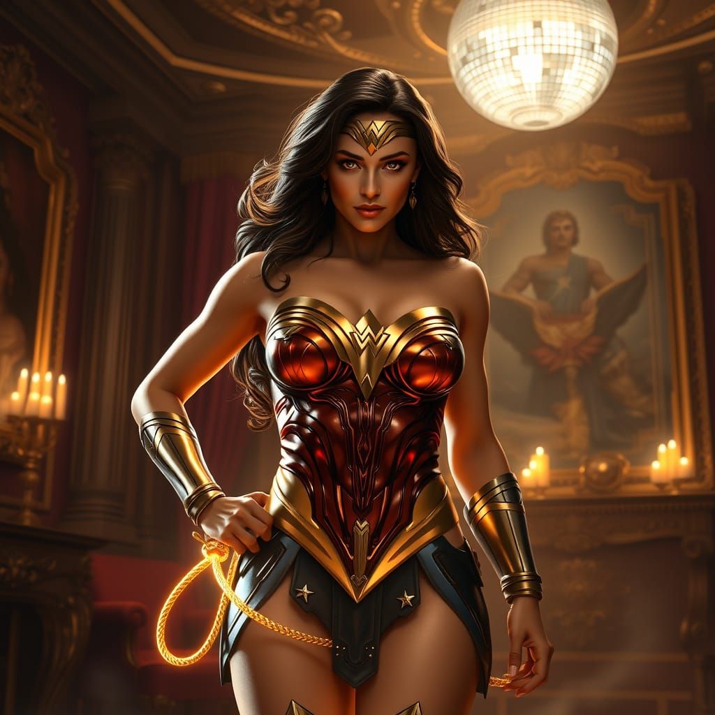 Diana Prince Transforms into Wonder Woman in Opulent Room