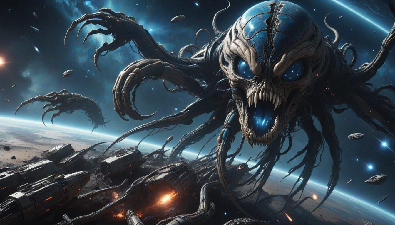Cosmic Horror in Futuristic Space Battle