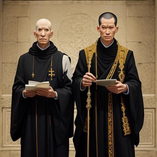 Monks in Abbey with Intricate Detail in 16K