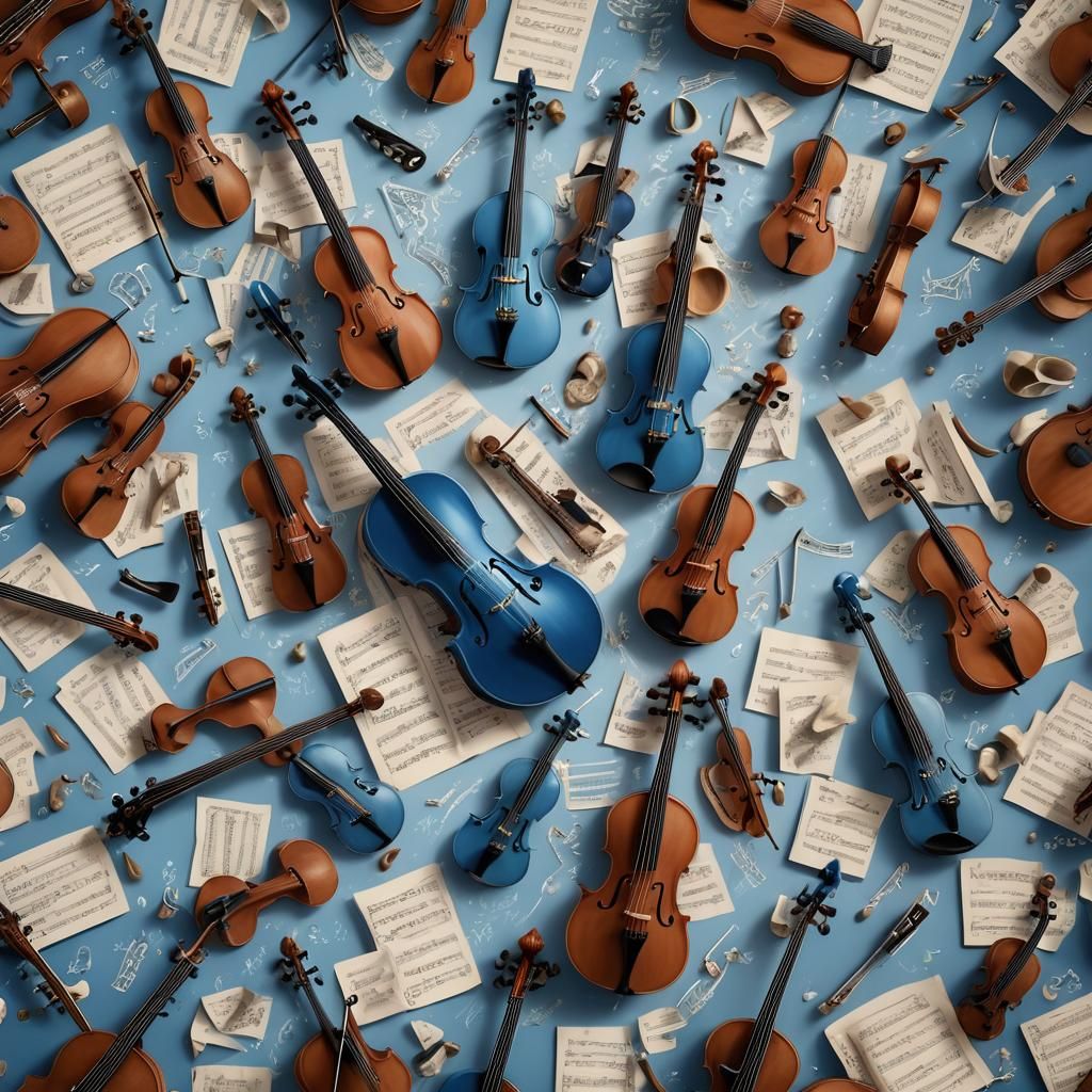 Bluegrass Orchestra in Dreamy Blue Hues, Fantasy Concept Art