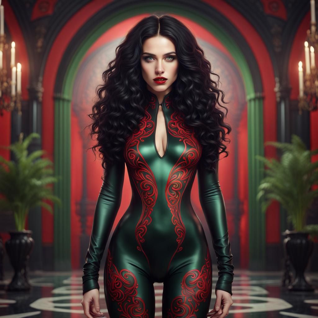 Beautiful Woman with Green Eyes: Fantasy Concept Art