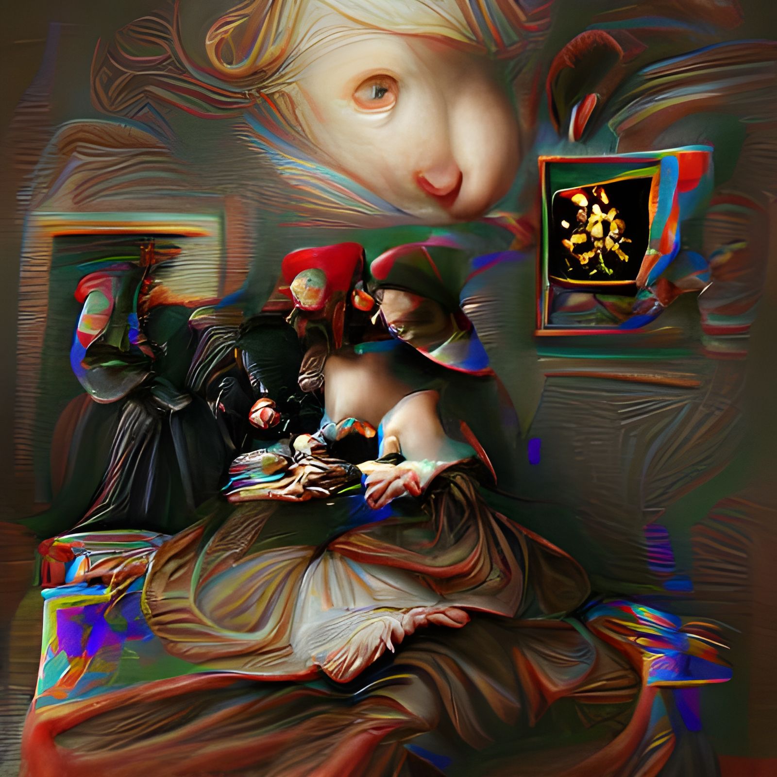 Renaissance 3D Painting of Dark Art and Magic