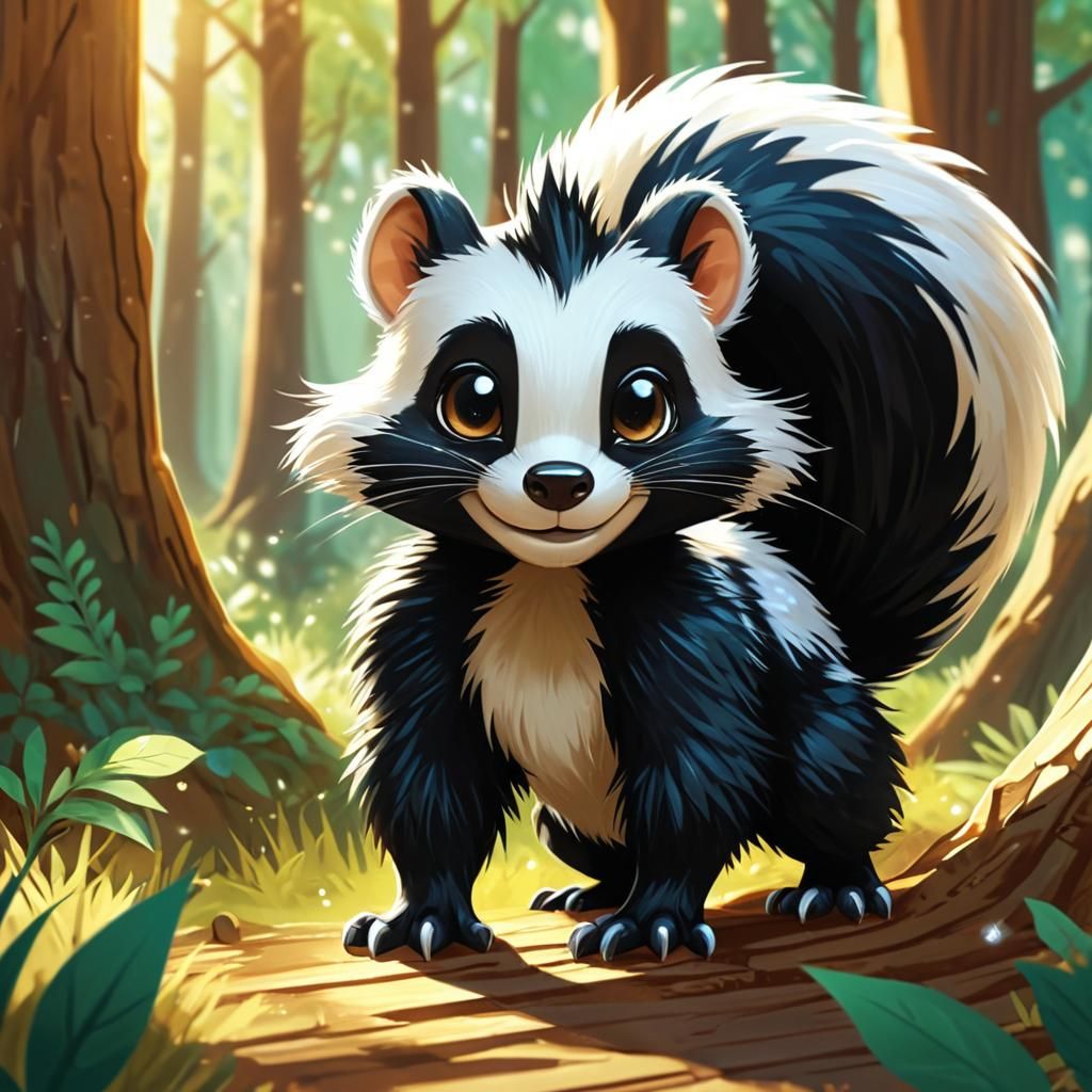 Chibi Skunk Hiding with a Mischievous Smile