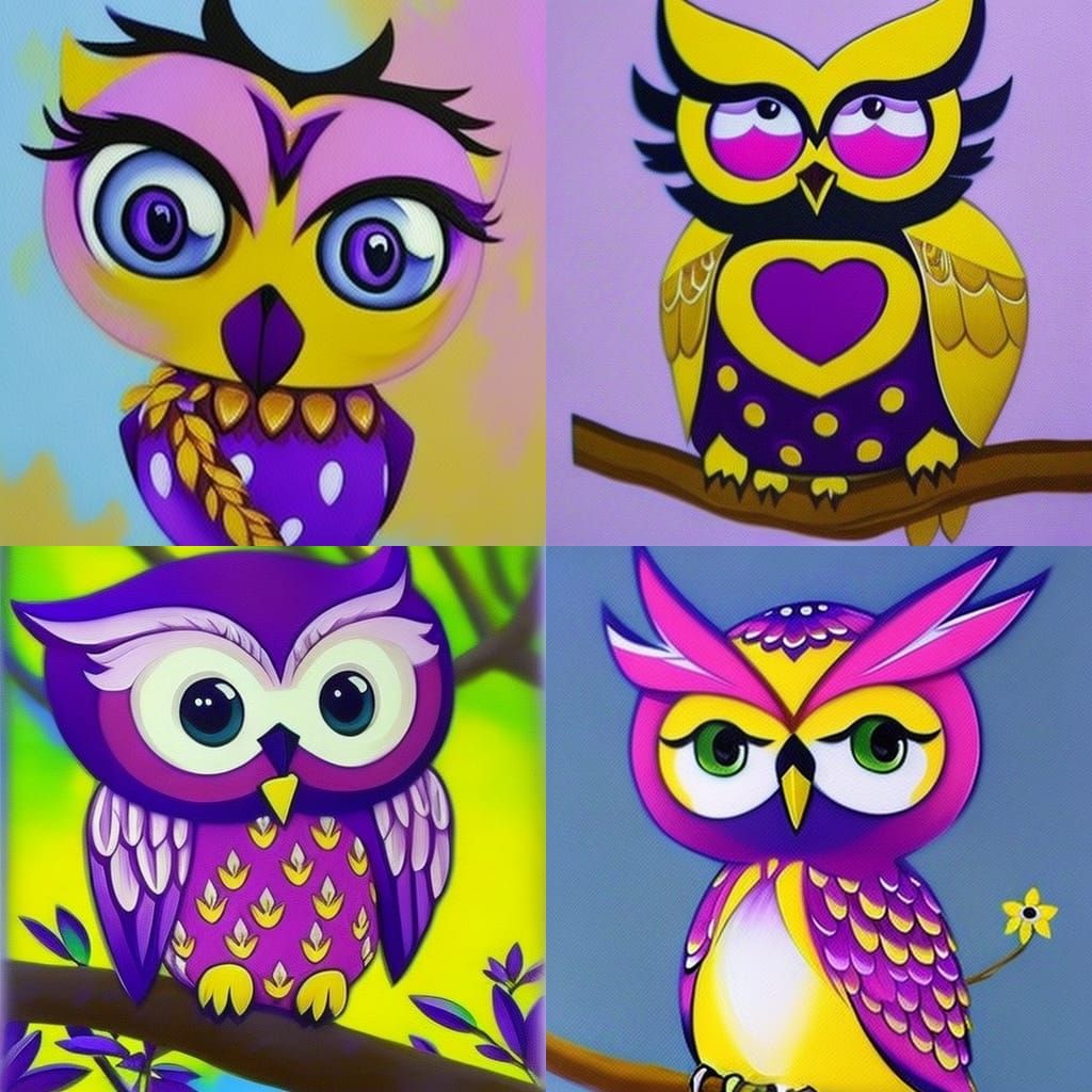 Cute Chibi Owl in Anime Oil Painting Style