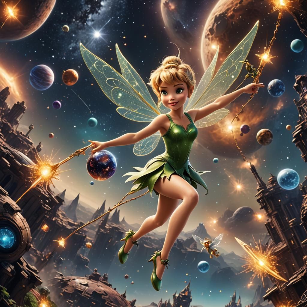 Tinkerbell's Space Adventure: A Fantastical Digital Painting