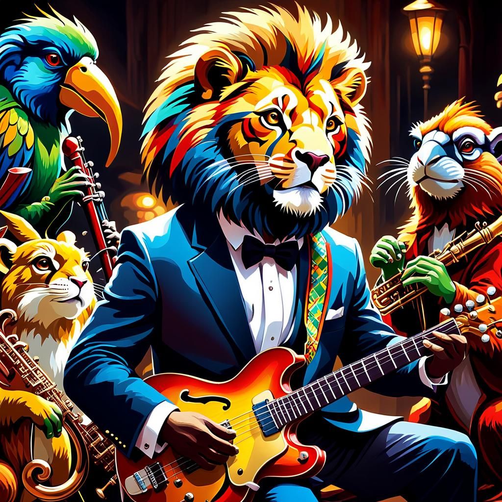 Animal Jazz Band in Vibrant Illustration Style